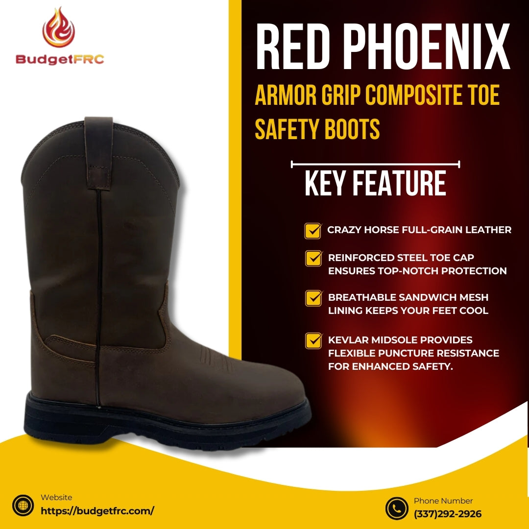 Red Phoenix Armor Grip Composite Toe Safety Boots