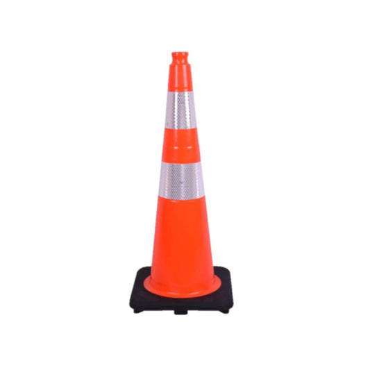 28" Traffic Safety Cone - 7 Lbs - Orange - 6" + 4" Inch Hi Intensity Reflective Collars