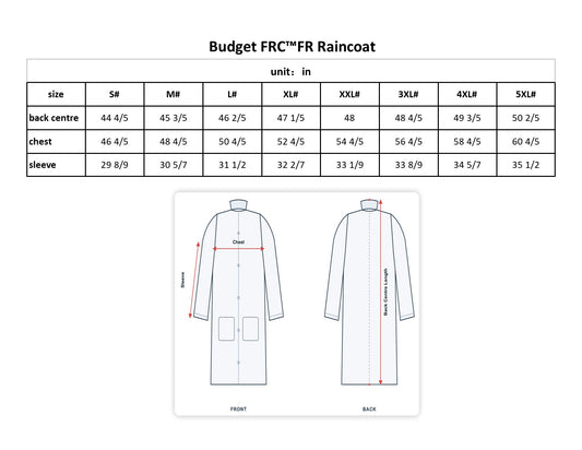 Budget FRC™FR Raincoat, 300D Oxford Fabric. 5000mm Waterproof PU coating