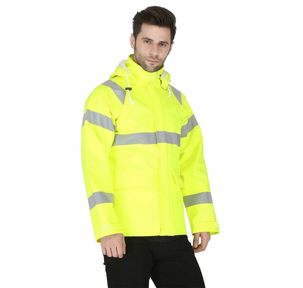 Forge Fr Men's Yellow hi-Vis Rain Jacket