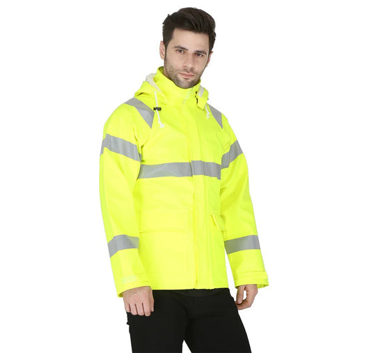 Forge Fr Men's Yellow hi-Vis Rain Jacket