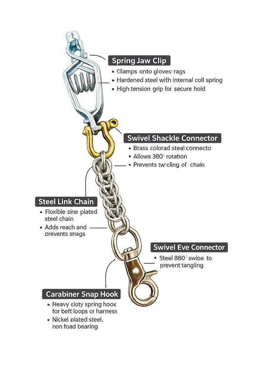 G.R.I.T Heavy-Duty Metal Glove Clip with Swivel eye connector for Welders & Industrial Workers