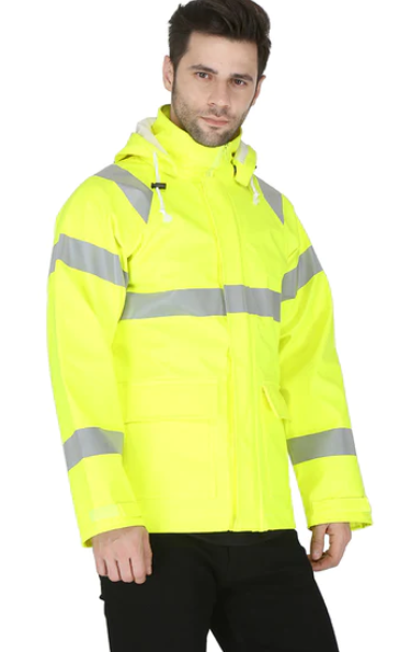 Forge Fr Men's Yellow hi-Vis Rain Jacket